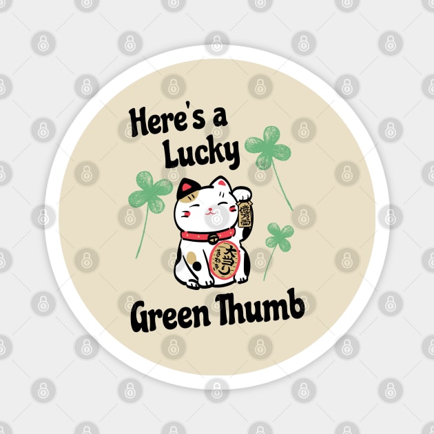 Funny St Patricks Day Lucky Leprechaun Shamrock Cat Lucky Green Thumb Magnet by Mochabonk